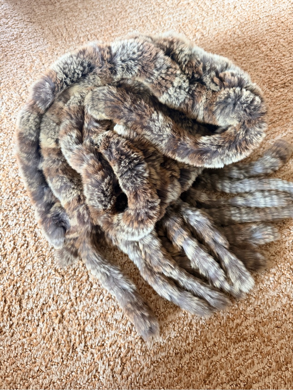 Dino Gaspari Plush Faux Fur Scarf & Wrap in Multicolors- tan/ brown